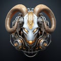 A bighorn sheep head that is a futuristic machine of the future world. Wildlife Animals. Illustration, Generative AI