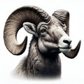 Bighorn sheep head isolated on white background Royalty Free Stock Photo