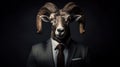 Bighorn sheep head portrait wearing suit on isolated background Royalty Free Stock Photo