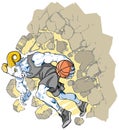 Bighorn Sheep Ram Basketball Mascot Crashing Throu Royalty Free Stock Photo