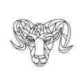 Bighorn Sheep Ram Mosaic Black and White