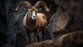 Bighorn sheep standing on mountain, looking at camera generated by AI Royalty Free Stock Photo