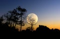 Bigmoon Silhouette background Nam Nao District, Phetchabun Province in northern Thailand Royalty Free Stock Photo