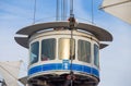 Bigo, Panoramic lift in Genoa ancient harbor, tourist attraction., Italy