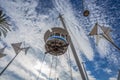 Bigo, Panoramic lift in Genoa Genova in ancient harbor, tourist attraction, `Porto Antico`, Genoa, Italy.