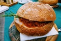 Bigos-traditional Polish dish of finely chopped sauerkraut and fresh cabbage with meat, mushrooms, and sausage Royalty Free Stock Photo