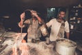 Bihar India - February 12,  2016 :Unidentified man working in the tea shop Royalty Free Stock Photo