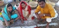 Bihari family doing chath puja ritual