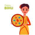 Bihu, vector illustration. Indian festival.
