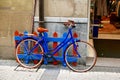 Colourful bike on wall in San Sebastien