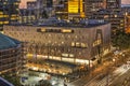 Bijenkorf department store at night