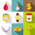 Bijou icon set, flat style