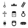 Bijouterie icon set, simple style