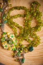 Bijouterie necklace of green beads Royalty Free Stock Photo