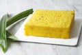 Bika Ambon, Full Square Yellow Honeycomb Cake Popular from Medan, Indonesia Royalty Free Stock Photo