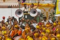 A crowd of Rajasthani people take part in a religious ceremony in Bikaner, India.