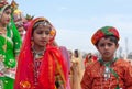 Indian Rajasthani children in traditional clothes. Camel Festival in Rajasthan, India