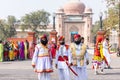 Young girls in traditional rajasthani dress in camel festival bikaner Royalty Free Stock Photo