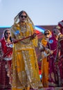 Young girls in traditional rajasthani dress in camel festival of bikaner Royalty Free Stock Photo
