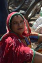 Beautiful young woman wearing Rajasthani traditional