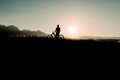 Bike adventure in the mountains. Mountain bike silhouette Royalty Free Stock Photo