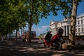 Bike on an alley by the river Vardar in Skopje downtown, Macedonia