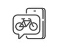 Bike app line icon. City bicycle transport sign. Vector
