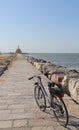 Bike on the avenue leading to the great lighthouse in northern I