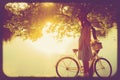 Bike with basket near the water Royalty Free Stock Photo