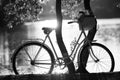 Bike with basket near the water Royalty Free Stock Photo