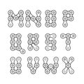 Bike or Bicycle Chain Monochrome Line Vector Font. Letters from M to X Royalty Free Stock Photo