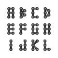 Bike or Bicycle Chain Vector Font Royalty Free Stock Photo