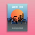Bike and bicycle sport in city time, traveling and sportive life vector illustration.