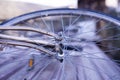 Bike. Bicycle wheel. Wheel spokes. old rusty Royalty Free Stock Photo