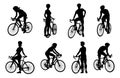 Bike and Bicyclist Silhouettes Set Royalty Free Stock Photo