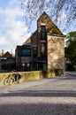 Bike, brick house, evening in Bruges Royalty Free Stock Photo