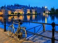 Bike on canal, The Hague Royalty Free Stock Photo