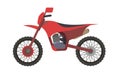 Bike cartoon. Enduro off-road vehicle. The illustration is isolated on a white background. Side view. Cool motorcycle