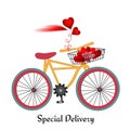 Bike colored wheels basket of hearts