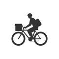 Bike courier delivering packages icon