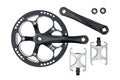 Bike crankset chainring and pedals set Royalty Free Stock Photo