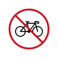 Bike Cycle Ban Black Silhouette Icon. Bicycle Parking Forbidden Pictogram. Bike Race Red Stop Circle Symbol. No Allowed