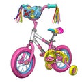 Funny bike cycle cartoon with pink base color isolated on Transparent background