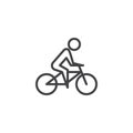 Bike with cyclist line icon