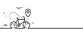 Bike delivery line icon. Contactless order sign. Minimal line pattern banner. Vector