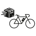 Bike Delivery Service Glyph Pictogram. Fast Shipment Silhouette Icon. Bicycle Shipping Solid Sign. Express Postal Royalty Free Stock Photo