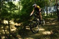 Bike Downhill in Forest Royalty Free Stock Photo