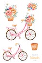 Bike with flowers in basket,bouquet