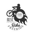 Bike freeride best extreme vintage label. Black and white vector Illustration