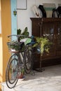 Bike in Frigiliana an old Moorish village above Nerja on the Costa del Sol in Southern Spain